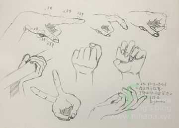 丰漫画练习临摹，手部运动姿态